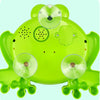 A bright lime green musical bubble machine bath toy for kids with multiple nozzles and bubble emitters.