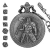Metal Polyhedral Dice Set with Pocket Watch Case