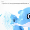A close-up of a blue whale bubble gun being used, showing sound waves and bubbles being blown.