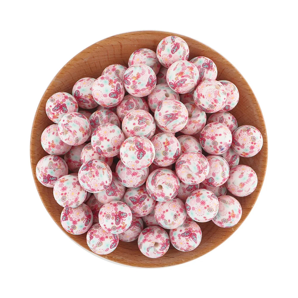 Pink Silicone Round Beads for DIY Jewelry Making