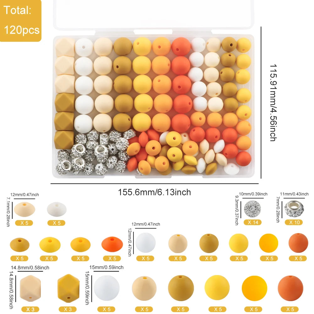 Silicone Beads Variety Pack for Jewelry Making – 120 Pieces
