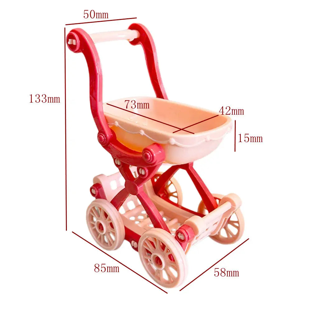 Mini Doll Stroller Trolley with Shoes for 1/12 Scale Dolls