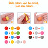 A set of three colored clay pieces demonstrating how rich colors can be mixed.