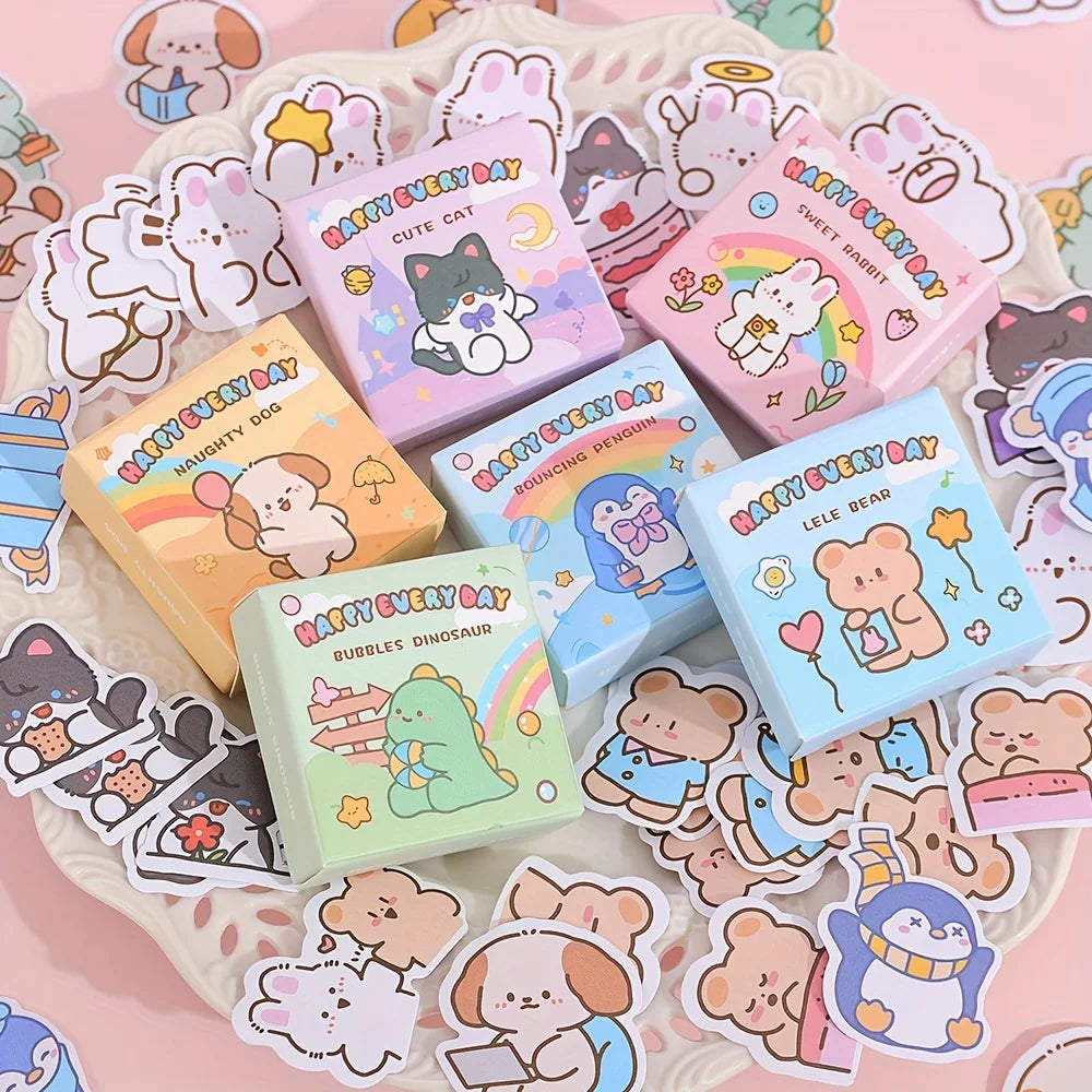Cute Cartoon Animal Washi Sticker Set – 300 Sheets for Journaling & Crafts