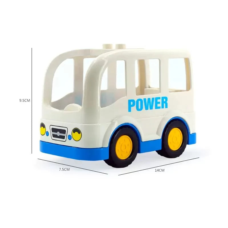 A white city traffic vehicle building block set featuring a bus or truck model.