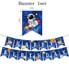 Banner set featuring an outer space astronaut theme with a rocket and stars for a birthday celebration