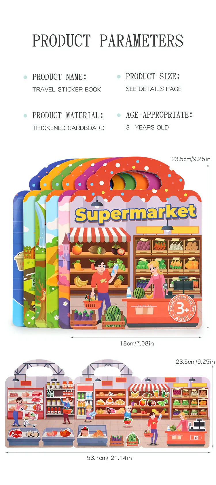 Reusable Sticker Book for Kids with Multi-Scene Bubble Jelly Stickers