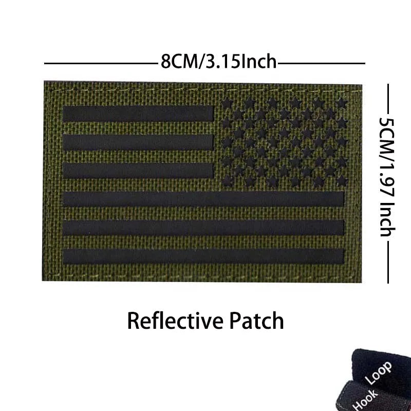 Reflective American Flag Tactical Patch with Glow-in-the-Dark Detail