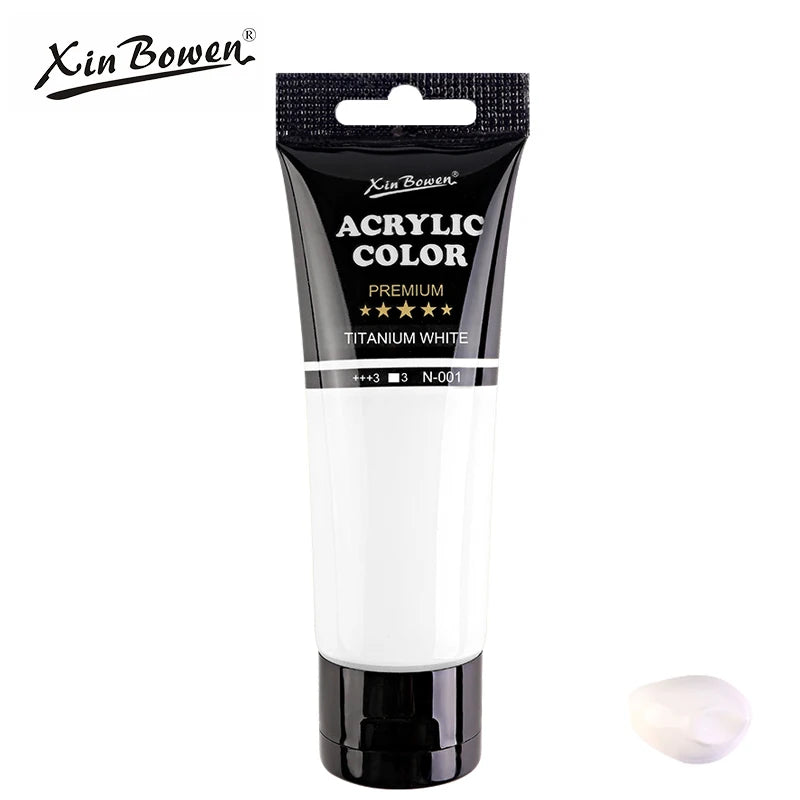 A tube of Titanium White acrylic color paint from Xin Bowen brand