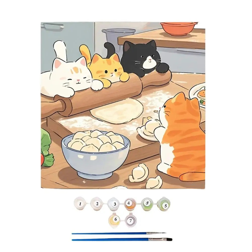 Cat Paint by Numbers Kit for Adults – Acrylic Painting on Canvas with Brushes