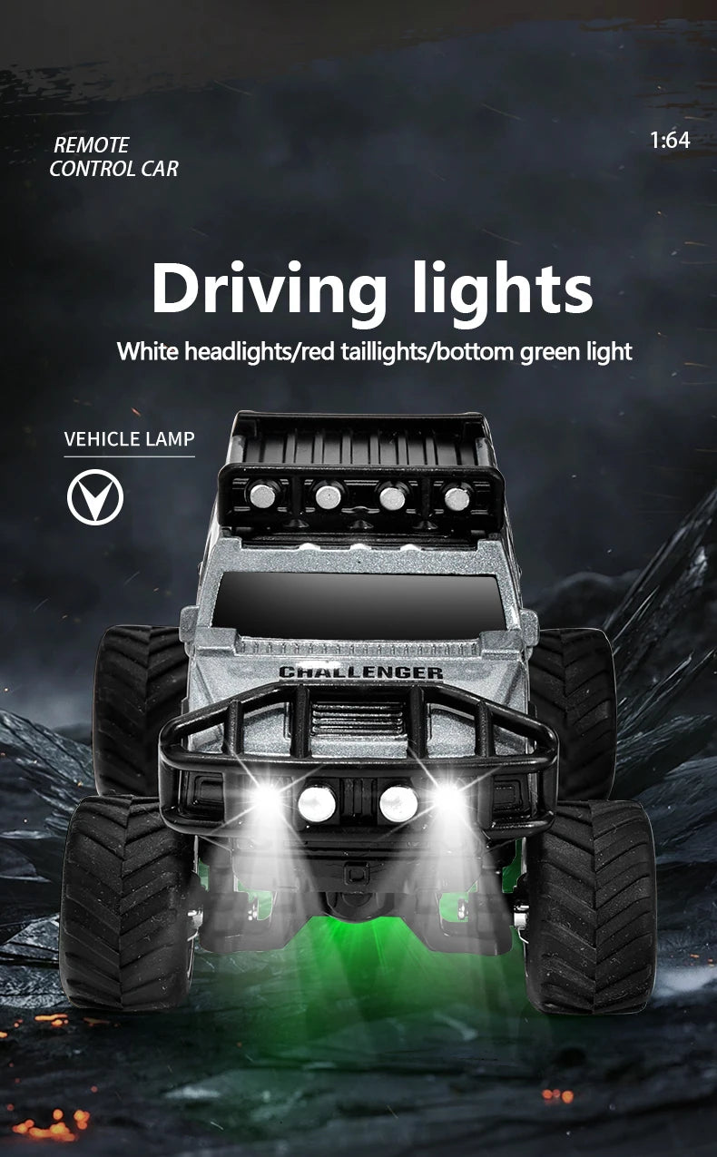 Mini 1:64 Scale Remote Control Off-Road Truck - Dual-Mode with Cruise Control