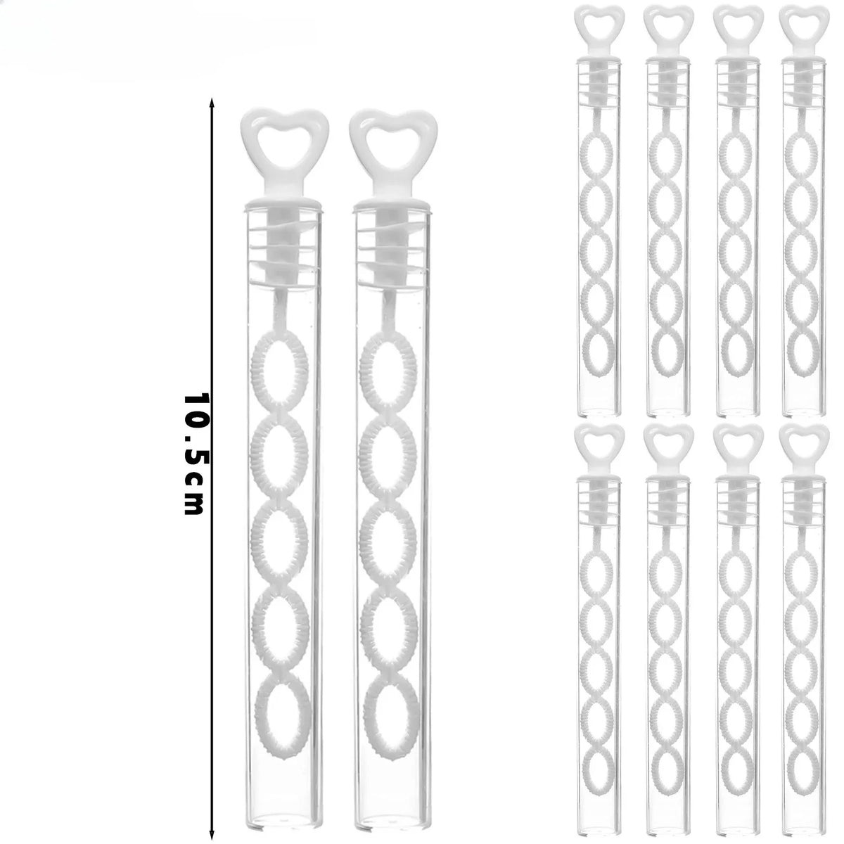 A set of clear bubble wands with a 5-hole design for parties and gifts