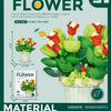 A set of plastic flower blocks in various shapes and colors used to build a model bouquet