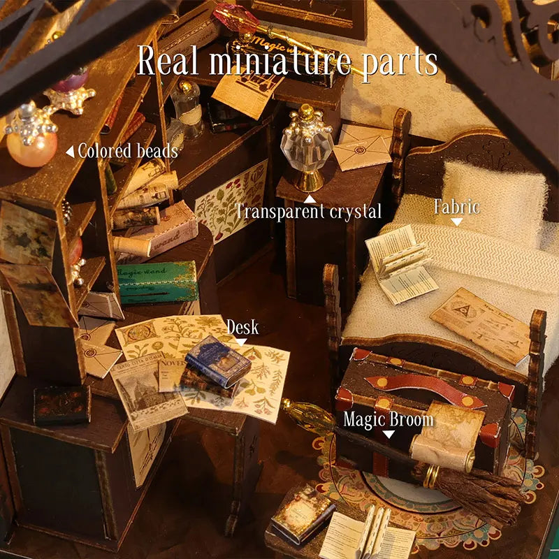 DIY Wooden Miniature House Kit with LED Lighting