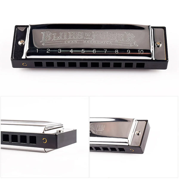 10-Hole Diatonic Blues Harmonica in C with Protective Case
