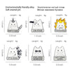 A set of four enamel pins featuring cats with various expressions and text on a light background.