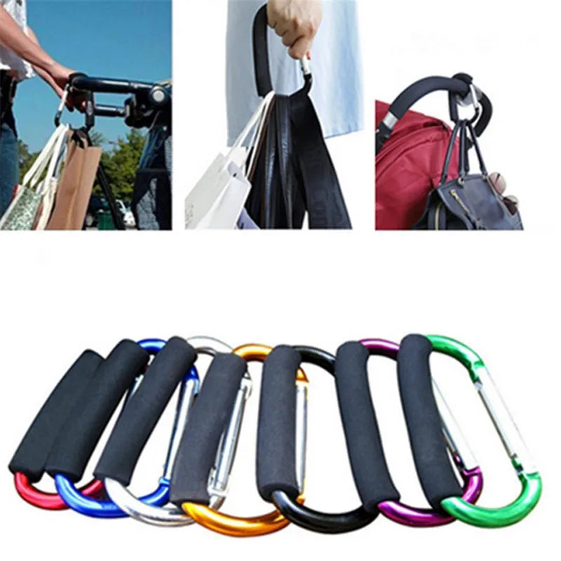 Heavy-Duty Aluminum Carabiner Stroller Hooks for Bags and Purses