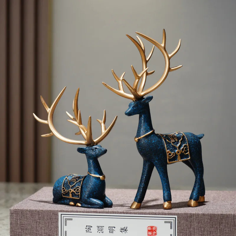 Set of 2 Resin Deer Figurines