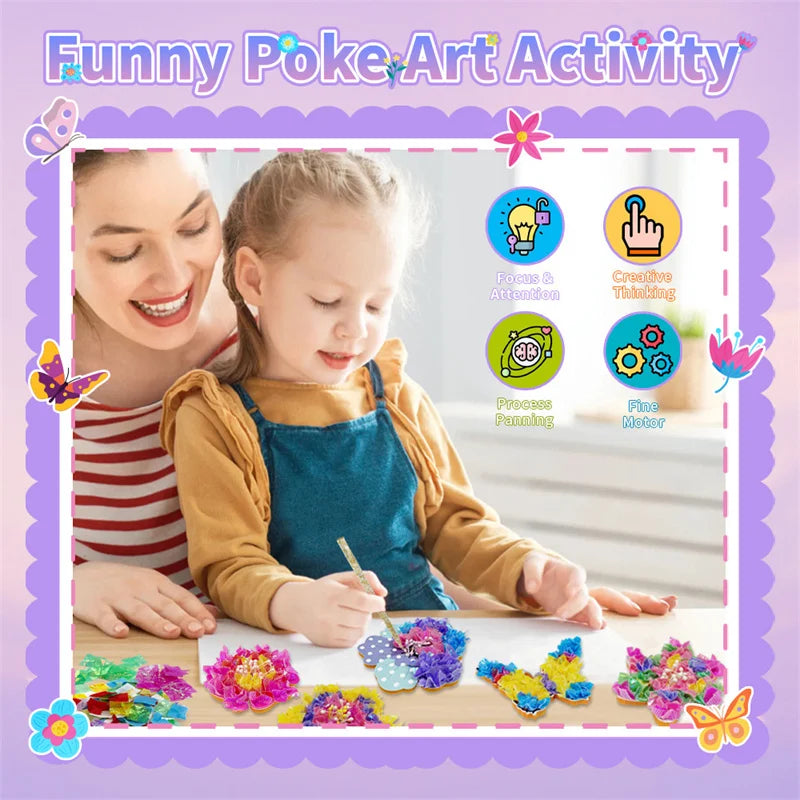 Rainbow Poke Art Kit for Kids – DIY Fabric Puncture Painting Craft Set