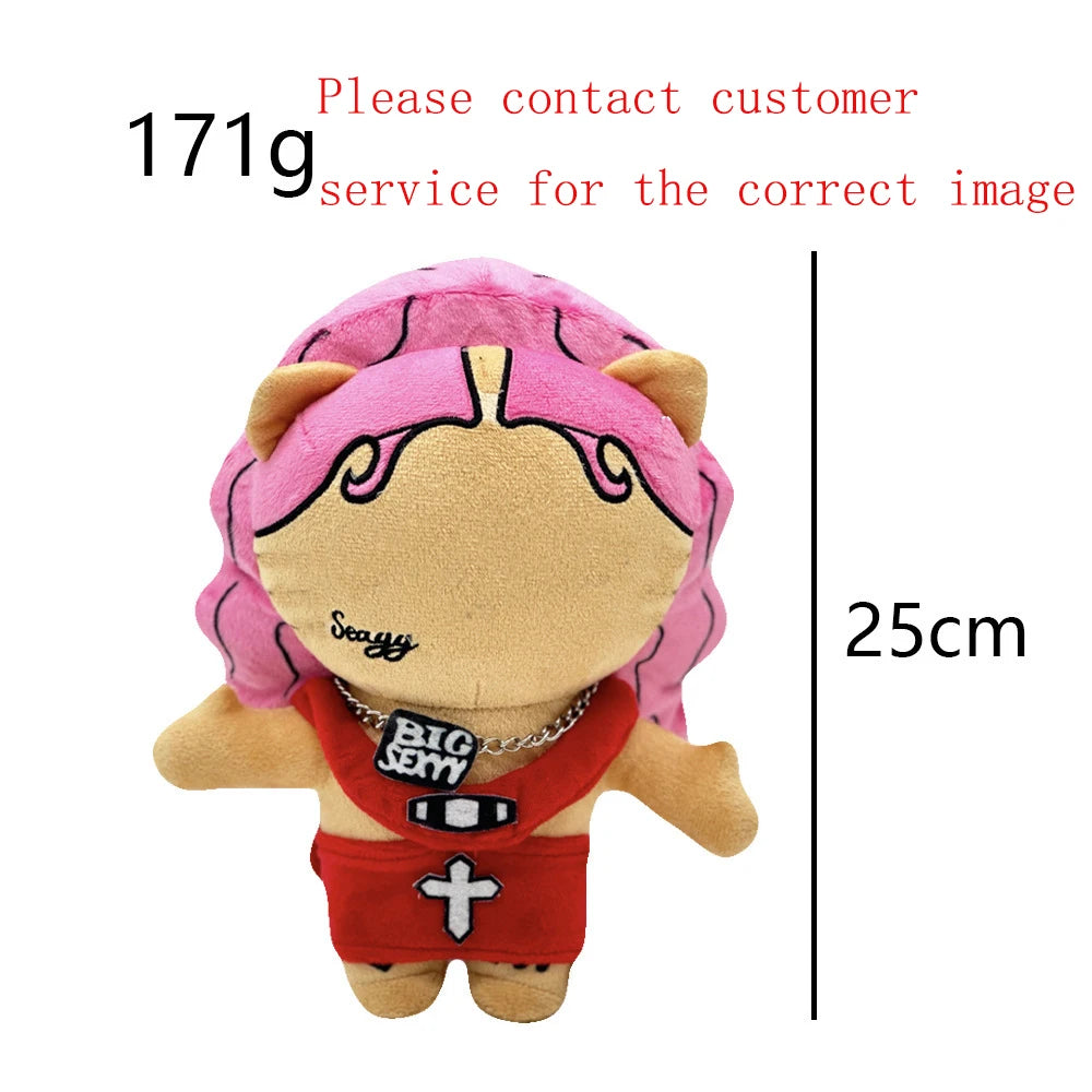 A plush doll resembling Eminem, XXXTentacion, and Frank Ocean characters.