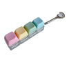 A fidget keychain stress reliever featuring colorful, clickable keys on a silver chain.