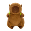 A brown capybara plush toy with green accents.