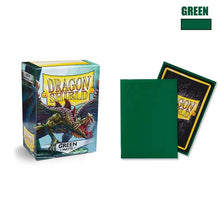 A box of Dragon Shield premium matte card sleeves with multicolor backs.