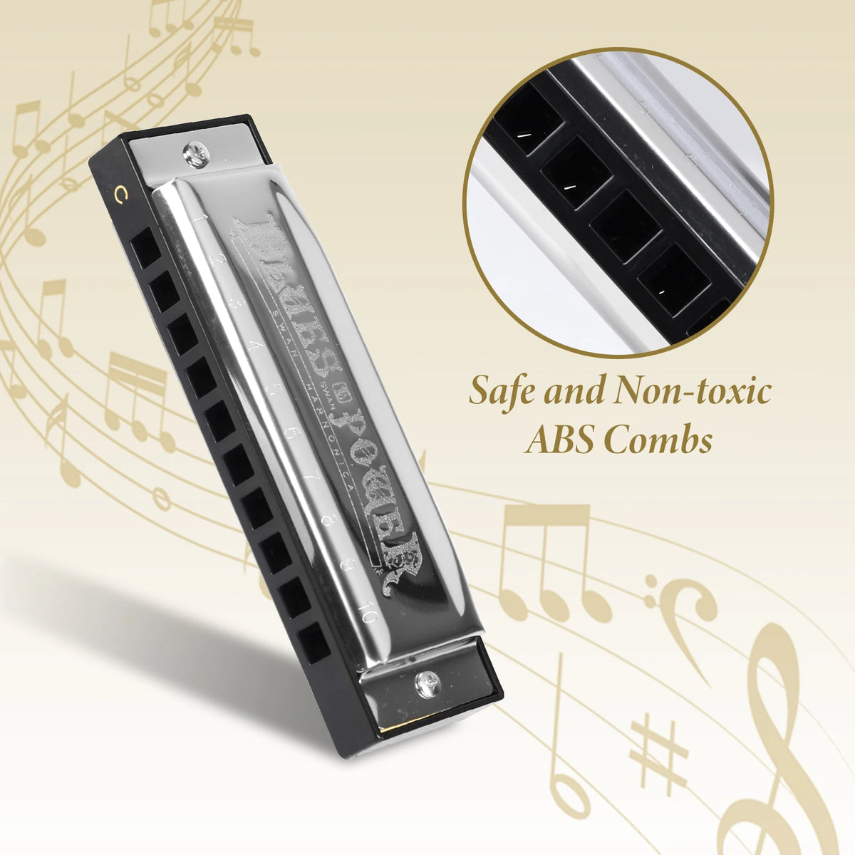10-Hole Diatonic Blues Harmonica in C with Protective Case