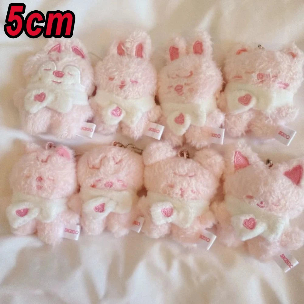 Adorable Plush Cartoon Keychain – Soft Pink Mini Pendant