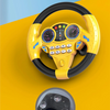 Volant éducatif jaune à rotation 360°, avec ventouses et une base séparée.