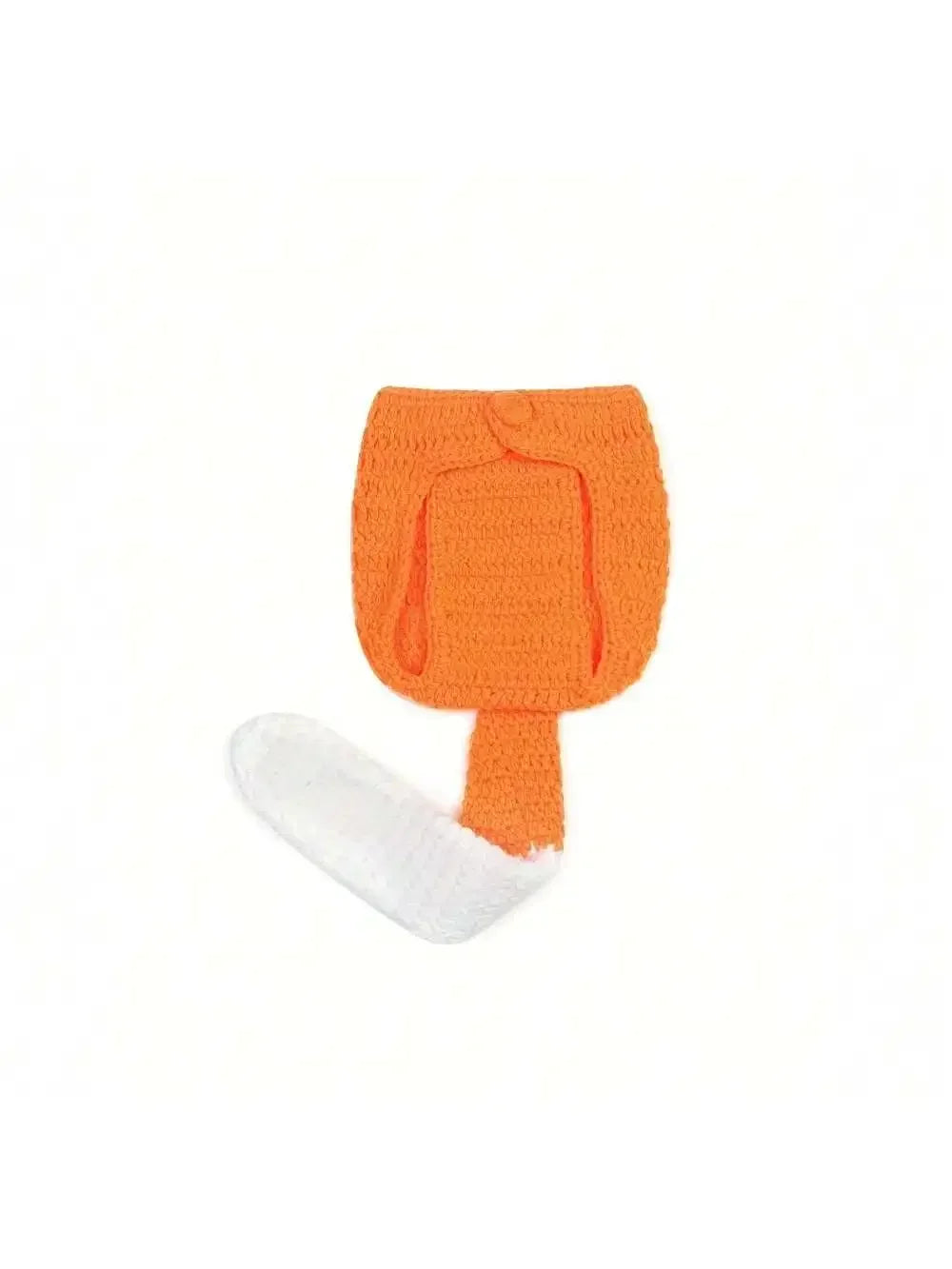 Handmade crochet newborn fox costume in orange and white for baby photography