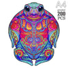 A colorful wooden animal puzzle set featuring a frog design for kids and adults.