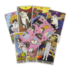 A deck of 22 oracle tarot cards featuring cats and mystical imagery.