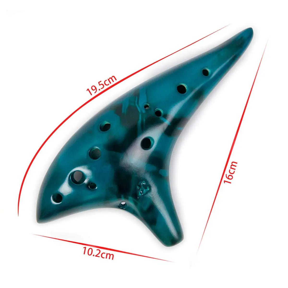 12-Hole Ceramic Ocarina in Alto C with Songbook and Carry Bag