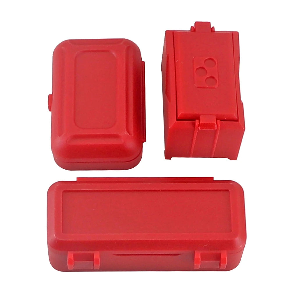 Set of three red mini storage boxes for RC crawler models