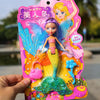 A mermaid princess doll in a colorful package featuring iridescent scales and accessories.