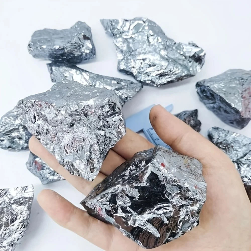 Natural Terahertz Raw Stone | Large Irregular Quartz Crystal | Metallic Luster Mineral for Home Décor