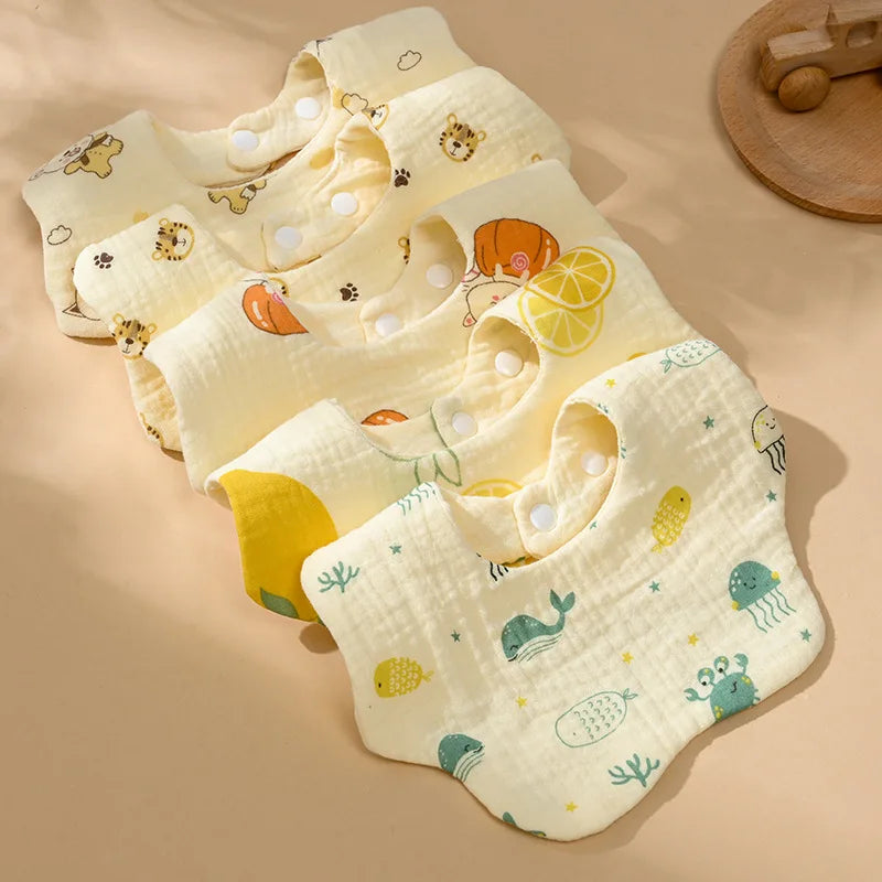 6-Layer Cotton Gauze Baby Bibs (3-Pack)