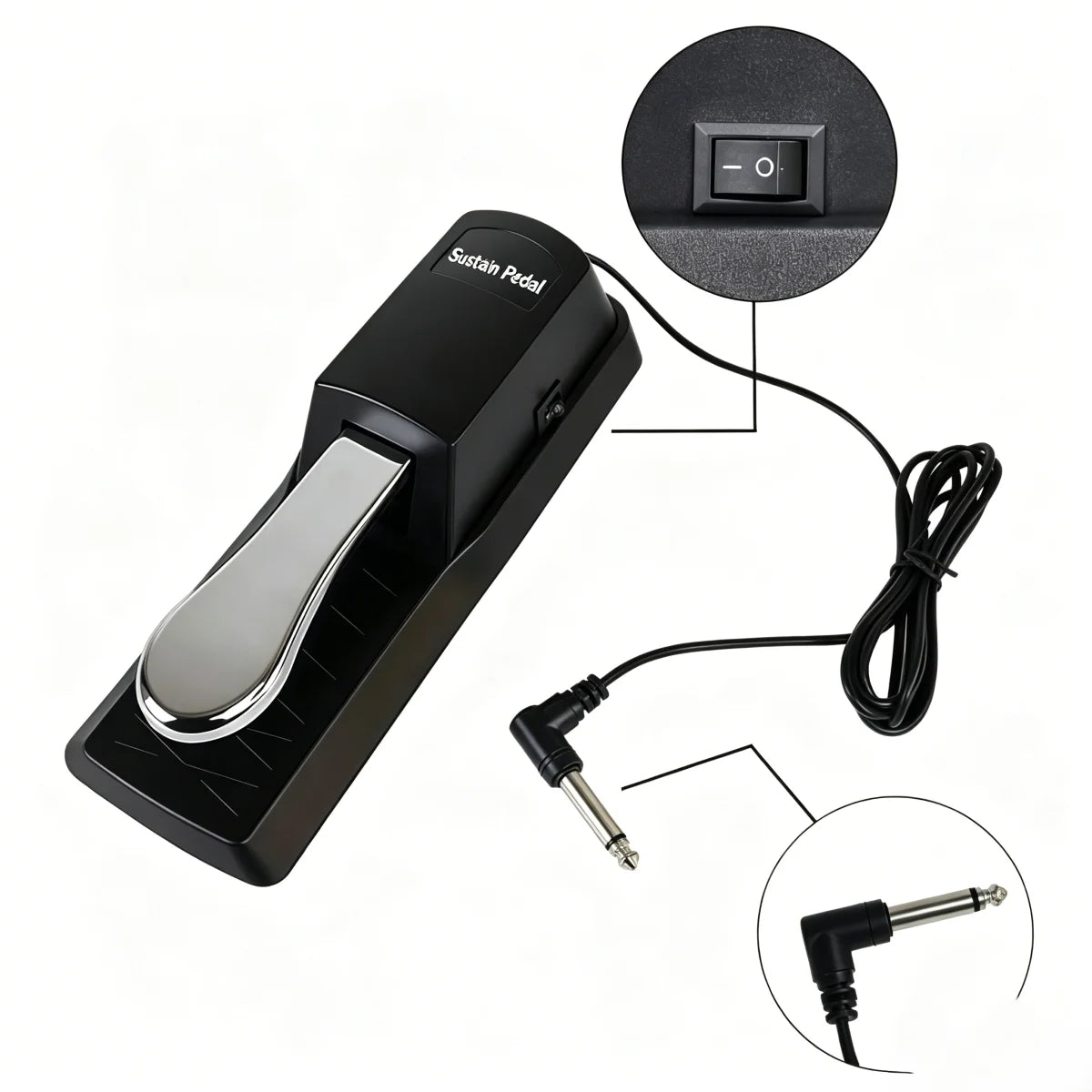 Universal Sustain Pedal with Polarity Switch for Keyboards and Digital Pianos