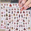 A total of three sheets of vintage angel and saint nail art stickers featuring cherubs and crosses