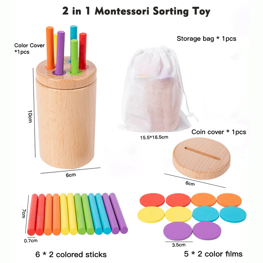 Wooden Montessori Color Sorting & Shape Matching Toy