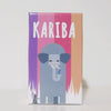 A box for the Kariba board game featuring a stylized elephant illustration against a striped background.