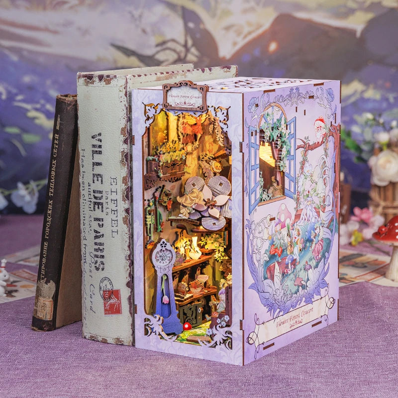 Owl Bookstore Miniature Book Nook DIY Kit with LED Lighting