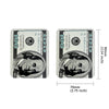 A single 100 dollar bill is shown in a clear mylar bag with a dollar sign pattern.