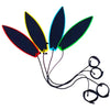 A set of five colored, leaf-shaped mini finger surfboard skater toys with black, blue, yellow, and green accents.