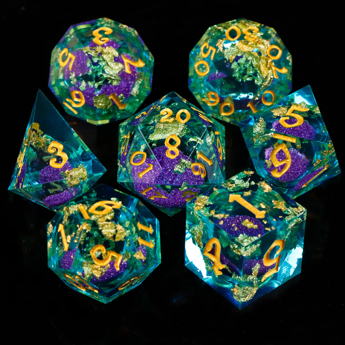 Liquid Core Dice Set for Dungeons & Dragons | Sharp Edge Resin RPG Dice