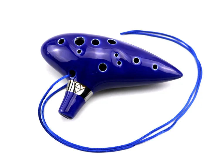 12-Hole Ceramic Ocarina in Alto C with Blue Glaze
