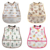 A collection of four cartoon pattern waterproof baby bibs for toddlers featuring various designs.