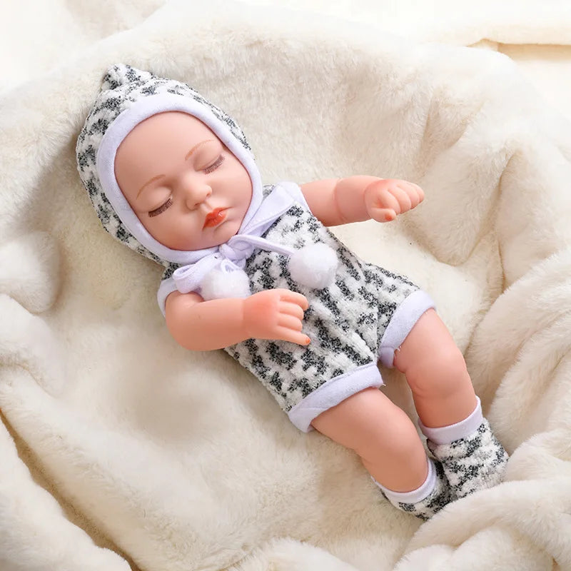 Lifelike 12-Inch Reborn Baby Doll with Outfit – Soft Vinyl, Huggable & Cute