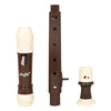 A brown Baroque Clarinet Recorder with a cream-colored mouthpiece and a wooden body.